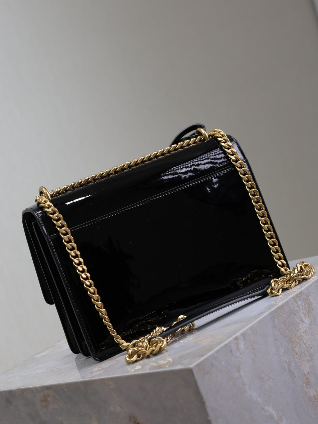 SAINT LAURENT YSL 25S SUNSET MEDIUM 22 IN BLACK SHINY CALFSKIN GOLD HARDWRE
