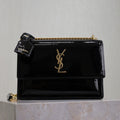 SAINT LAURENT YSL 25S SUNSET MEDIUM 22 IN BLACK SHINY CALFSKIN GOLD HARDWRE