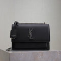 SAINT LAURENT YSL 25S SUNSET MEDIUM 22 IN BLACK GRAINED CALFSKIN SILVER HARDWRE