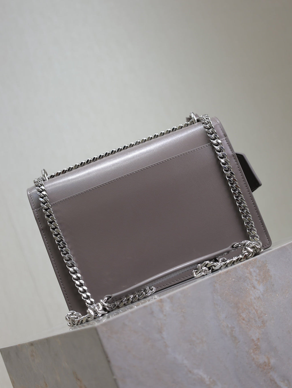 SAINT LAURENT YSL 25S SUNSET BAG 22 IN DARK PURPLE CALFSKIN SILVER HARDWRE