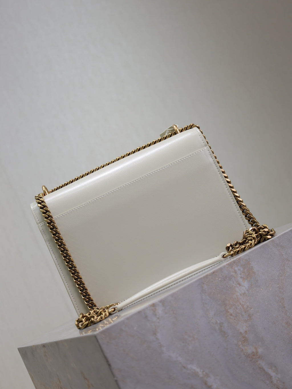 SAINT LAURENT YSL 25S SUNSET BAG 22 IN IVORY CALFSKIN GOLD HARDWRE