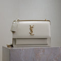 SAINT LAURENT YSL 25S SUNSET BAG 22 IN IVORY CALFSKIN GOLD HARDWRE