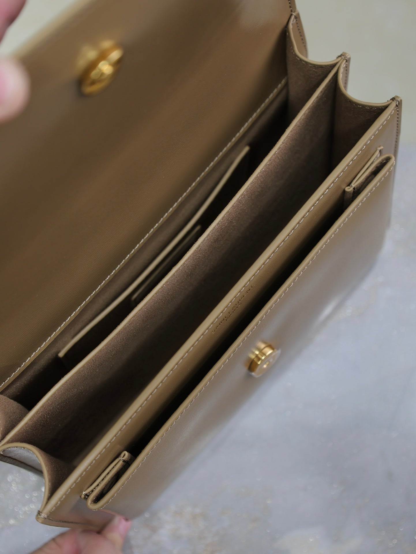 SAINT LAURENT YSL 25S SUNSET BAG 22 IN BROWN CALFSKIN GOLD HARDWRE