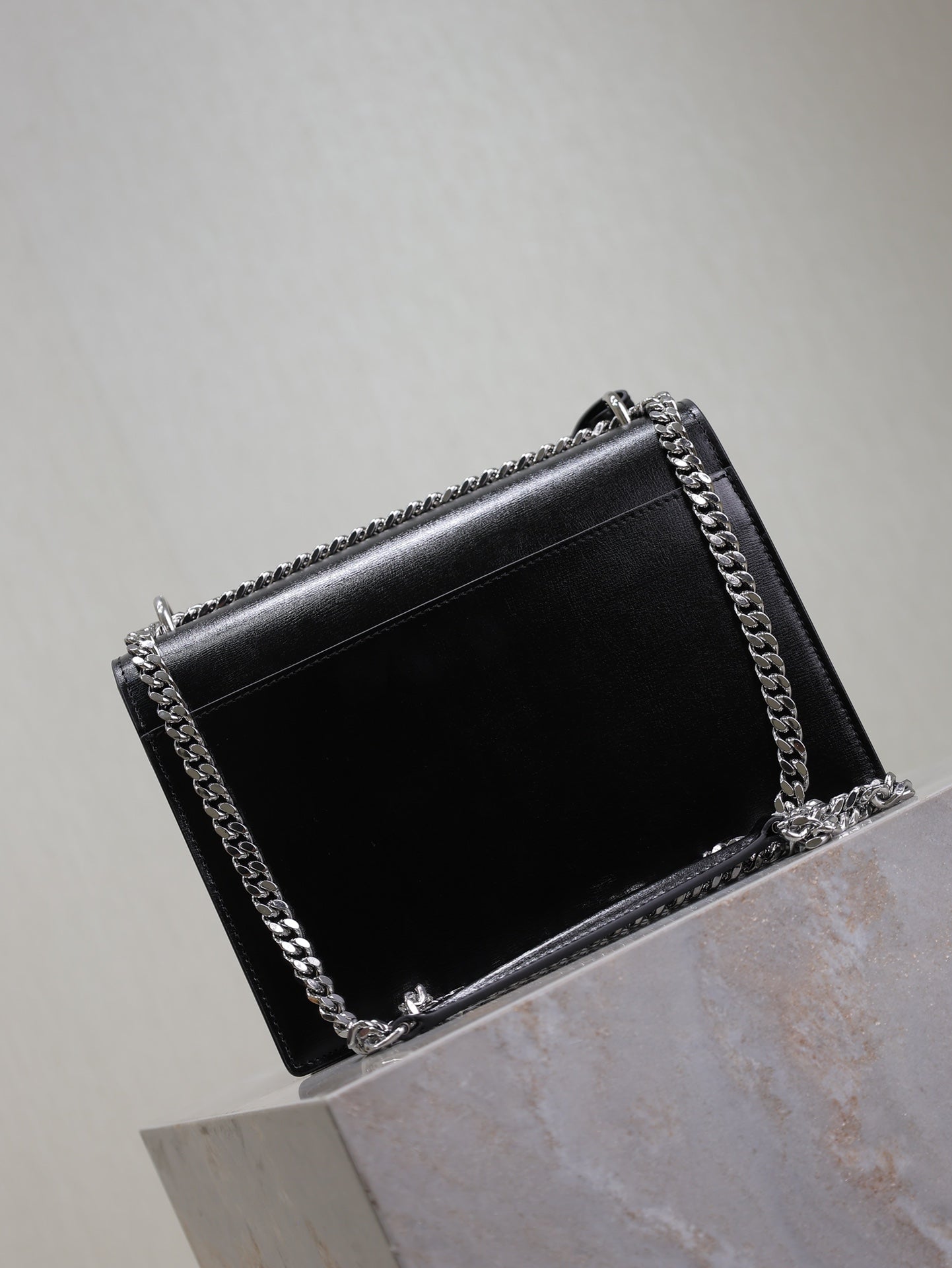 SAINT LAURENT YSL 25S SUNSET BAG 22 IN BLACK CALFSKIN SILVER HARDWRE
