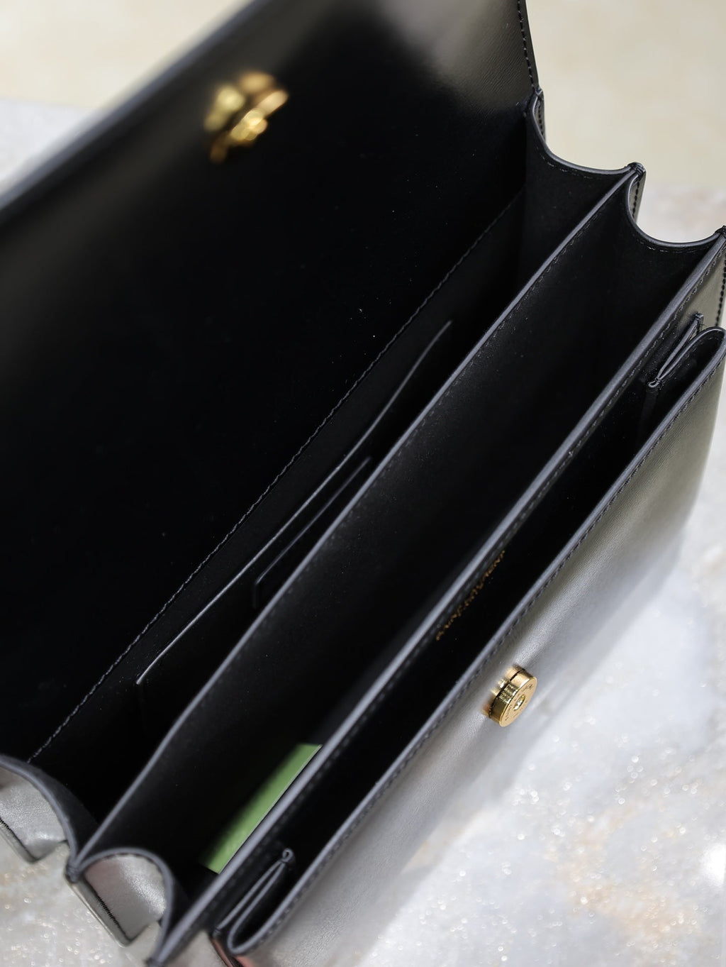 SAINT LAURENT YSL 25S SUNSET BAG 22 IN BLACK CALFSKIN GOLD HARDWARE