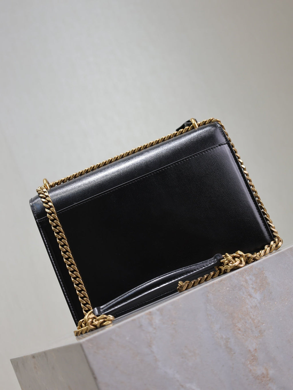 SAINT LAURENT YSL 25S SUNSET BAG 22 IN BLACK CALFSKIN GOLD HARDWRE