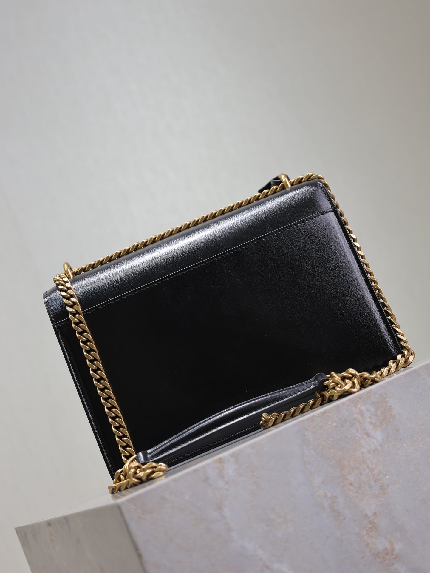 SAINT LAURENT YSL 25S SUNSET BAG 22 IN BLACK CALFSKIN GOLD HARDWRE