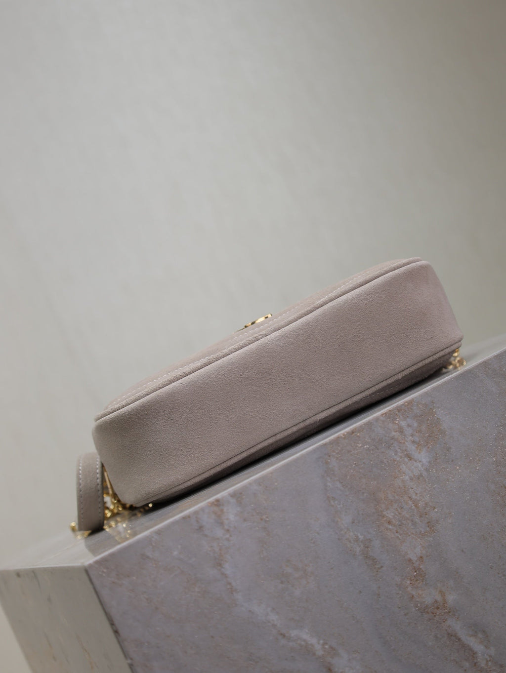 SAINT LAURENT LOU MINI CAMERA BAG 18 IN SILVER PINK SUEDE GOLD HARDWARE