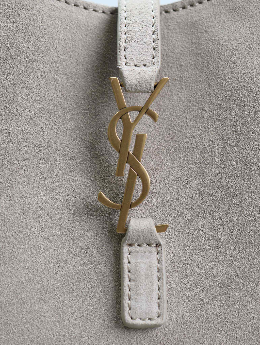 SAINT LAURENT LE 5 À 7 HOBO MINI BAG 18 IN LIGHT BROWN SUEDE COPPER HARDWARE