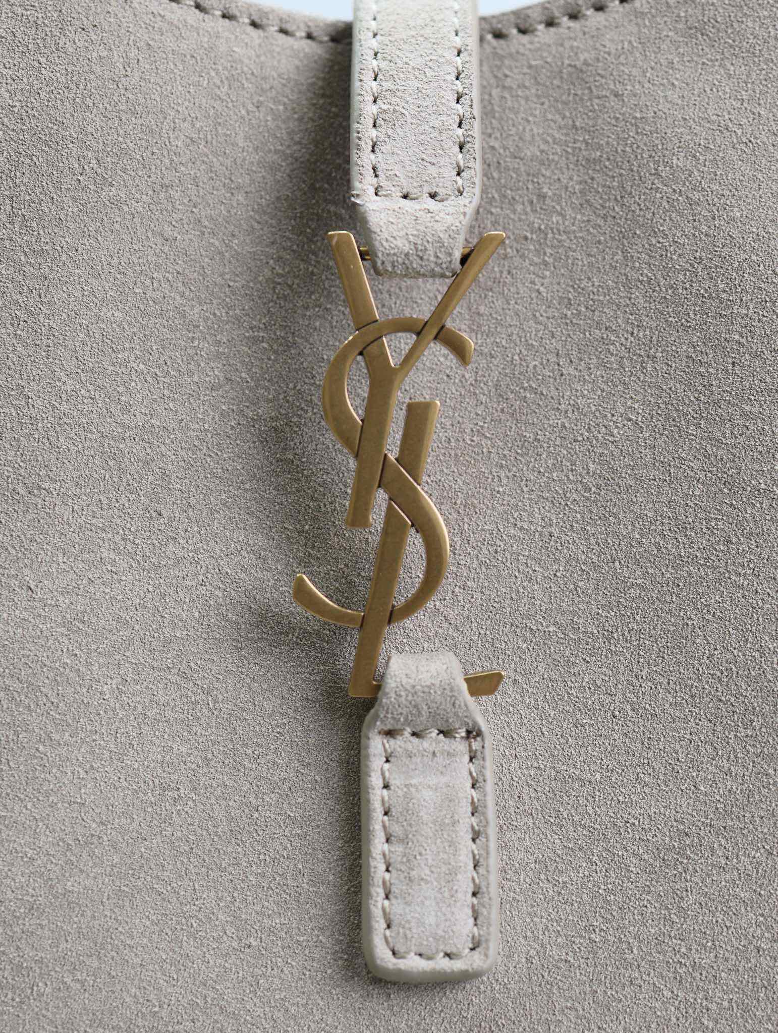 SAINT LAURENT LE 5 À 7 HOBO MINI BAG 18 IN LIGHT BROWN SUEDE COPPER HARDWARE