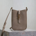 SAINT LAURENT LE 5 À 7 HOBO MINI BAG 18 IN LIGHT BROWN SUEDE COPPER HARDWARE
