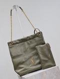 SAINT LAURENT JAMIE POCHON 38 IN ARMY GREEN LAMBSKIN GOLD HARDWARE