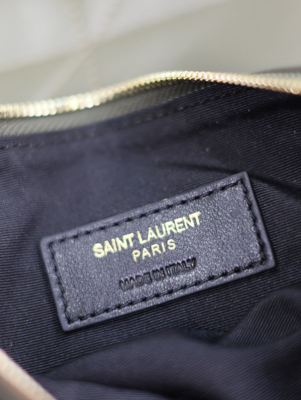 SAINT LAURENT JAMIE POCHON 38 IN ARMY GREEN LAMBSKIN GOLD HARDWARE