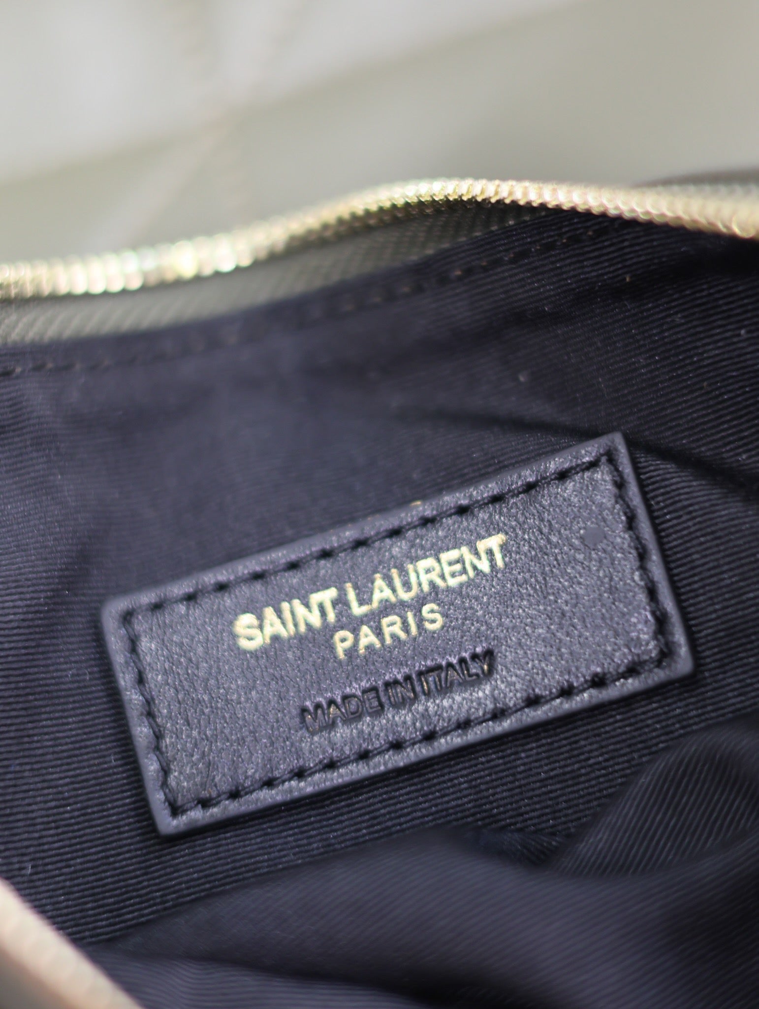 SAINT LAURENT JAMIE POCHON 38 IN ARMY GREEN LAMBSKIN GOLD HARDWARE