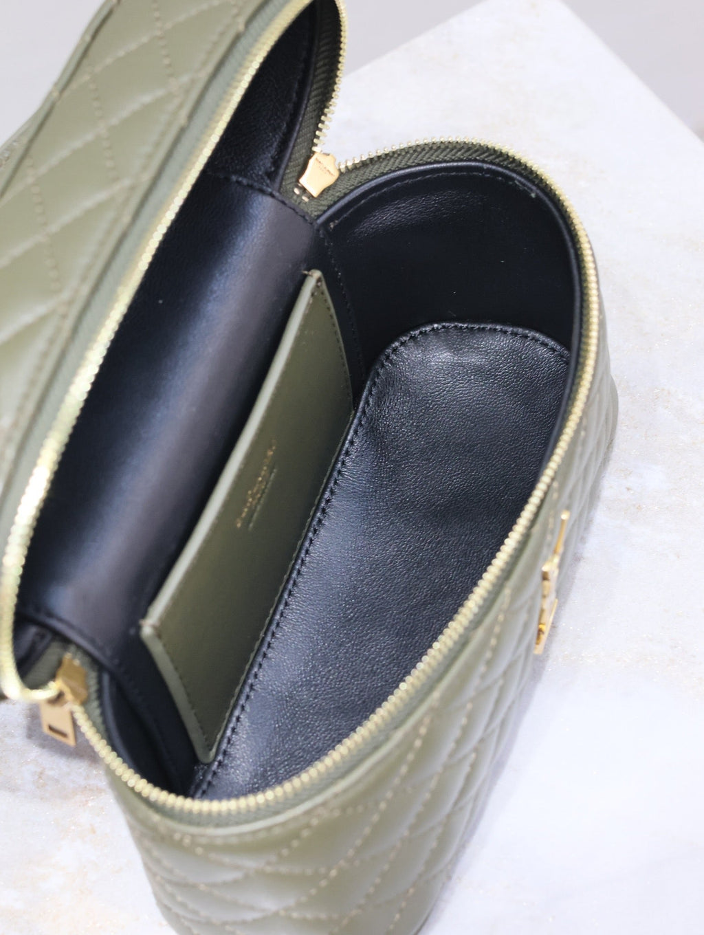 SAINT LAURENT GABY MINI VANITY BAG 18 IN ARMY GREEN LAMBSKIN