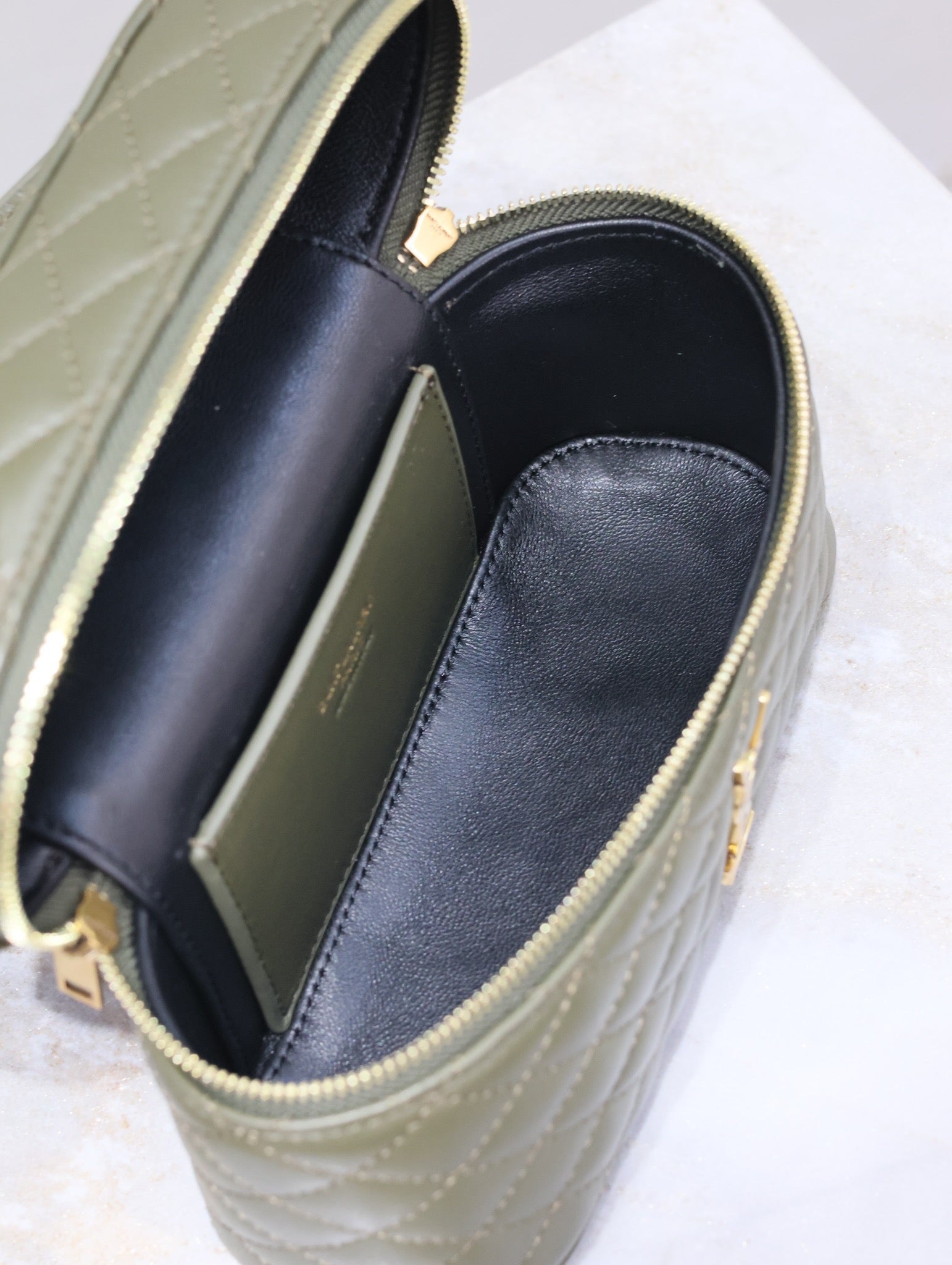 SAINT LAURENT GABY MINI VANITY BAG 18 IN ARMY GREEN LAMBSKIN