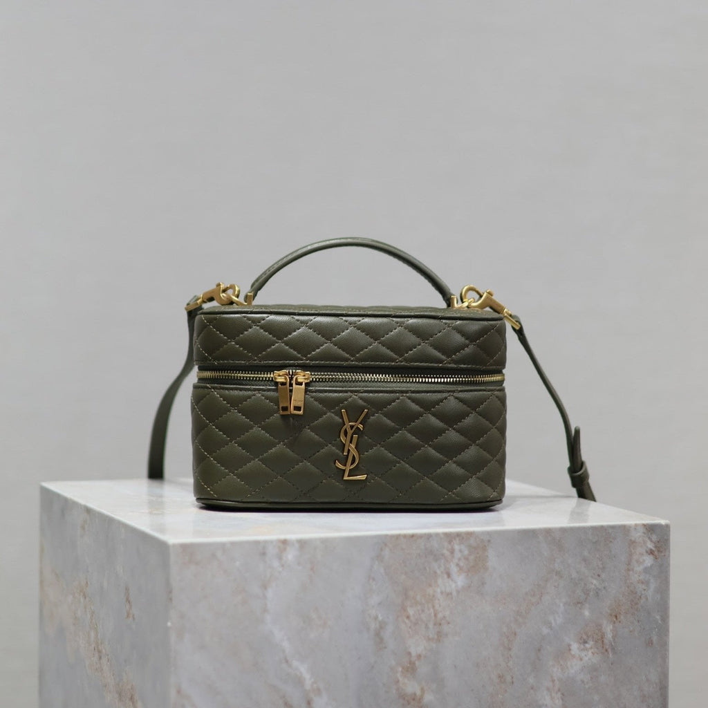 SAINT LAURENT GABY MINI VANITY BAG 18 IN ARMY GREEN LAMBSKIN