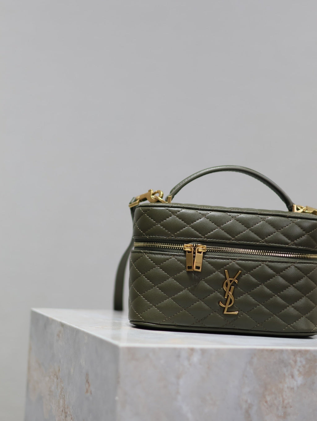 SAINT LAURENT GABY MINI VANITY BAG 18 IN ARMY GREEN LAMBSKIN