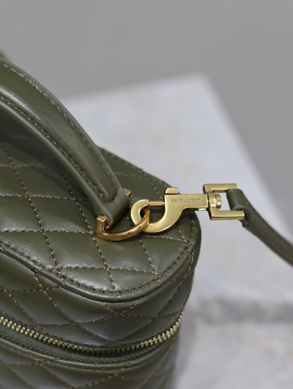 SAINT LAURENT GABY MINI VANITY BAG 18 IN ARMY GREEN LAMBSKIN