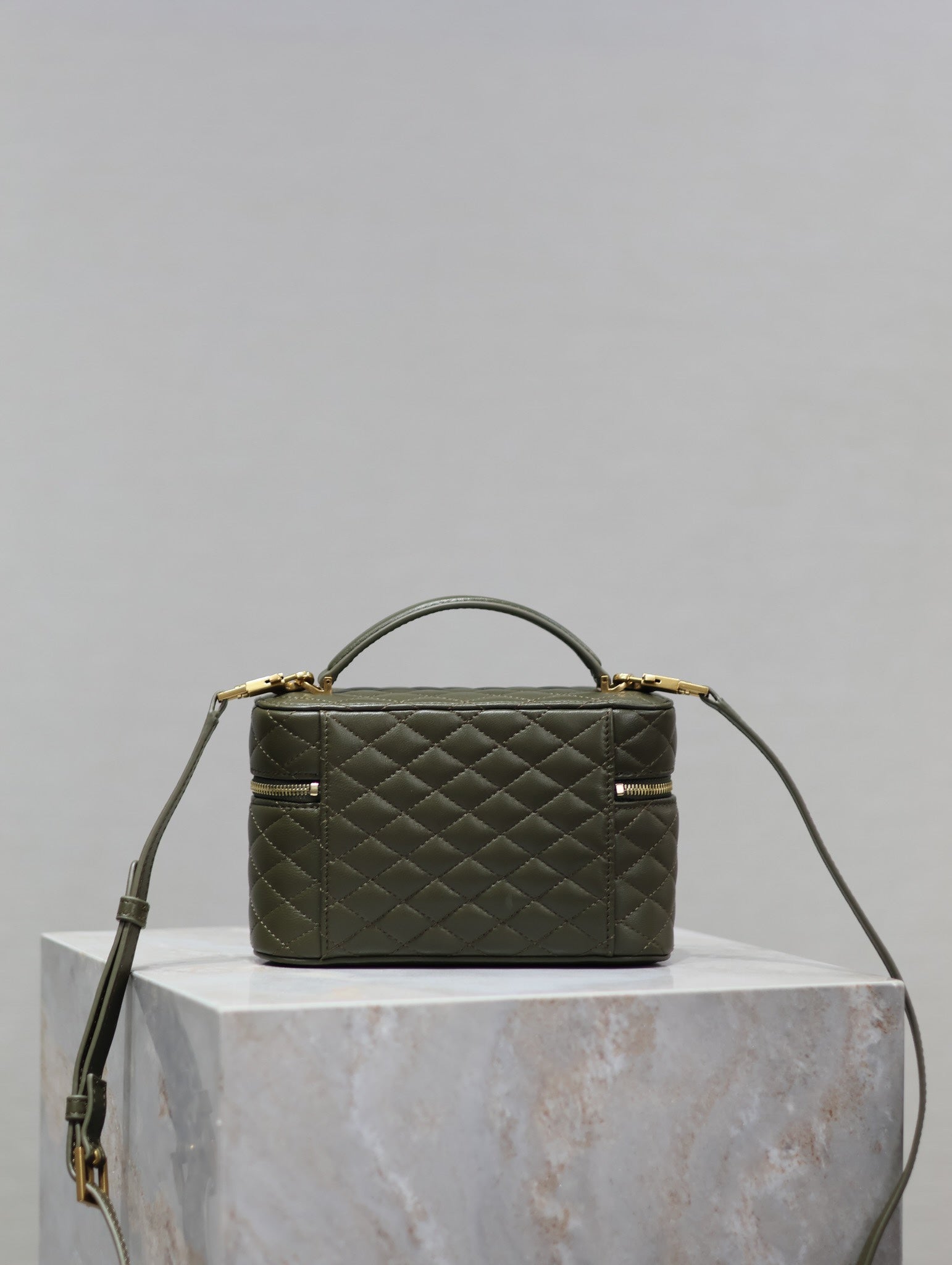 SAINT LAURENT GABY MINI VANITY BAG 18 IN ARMY GREEN LAMBSKIN