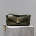 SAINT LAURENT CALYPSO CHAIN BAG 26 IN ARMY GREEN SMOOTH LAMBSKIN