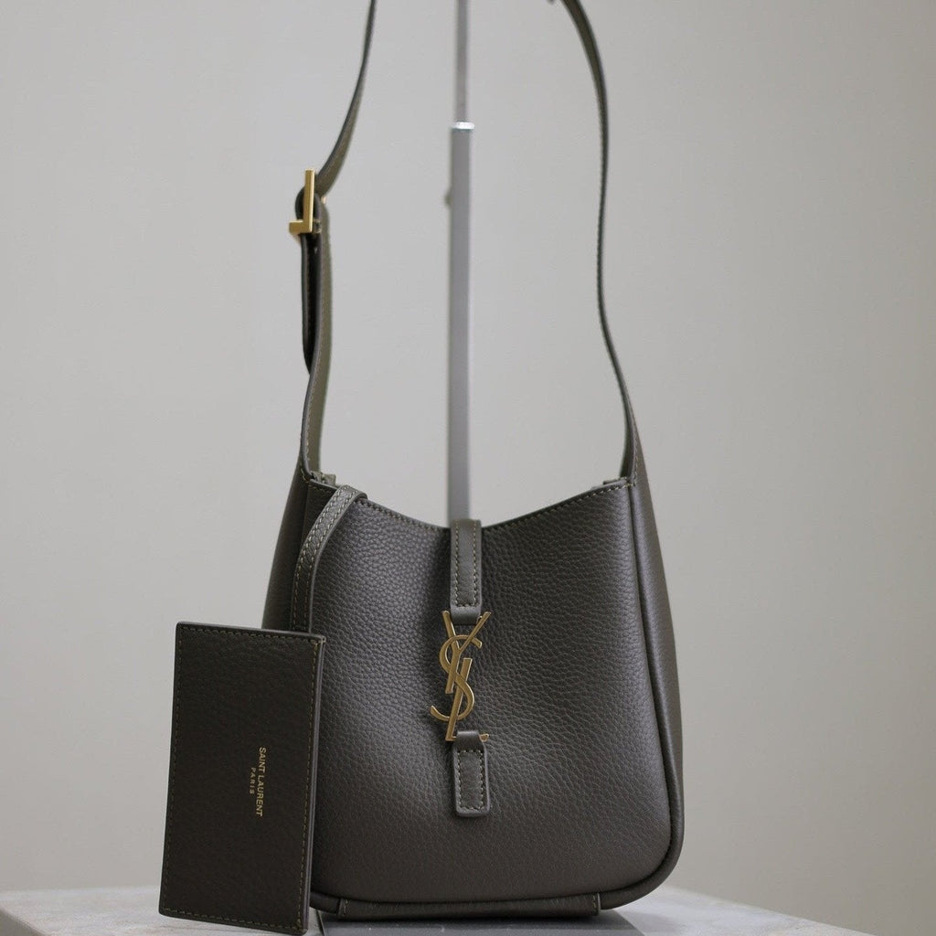 SAINT LAURENT LE 5 À 7 MINI BAG 16 IN KHAKI GREEN LAMBSKIN