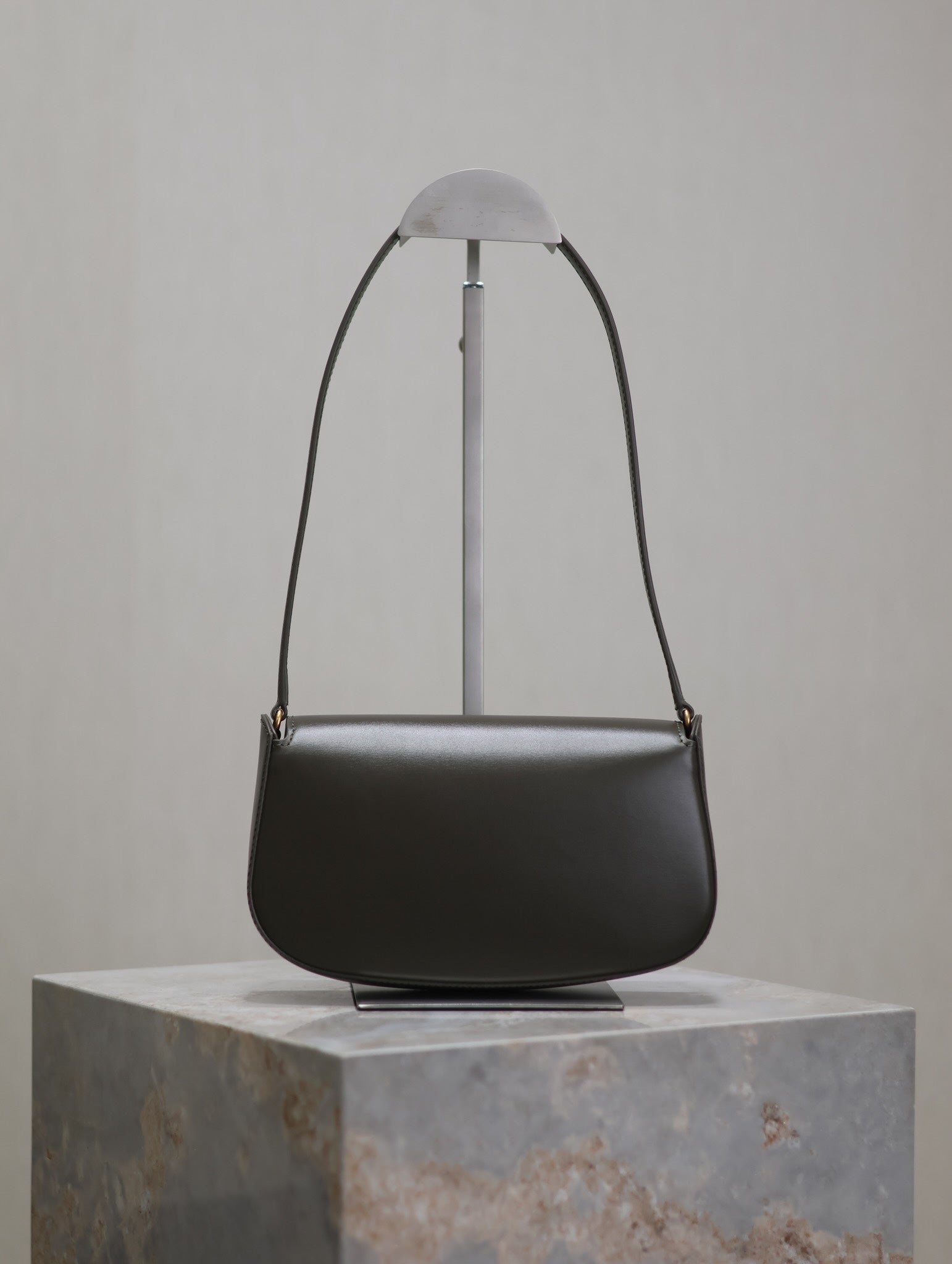 SAINT LAURENT MINI VOLTAIRE IN BOX 17 IN KOMBU GREEN CALFSKIN GOLD LOGO