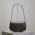 SAINT LAURENT MINI VOLTAIRE IN BOX 17 IN KOMBU GREEN CALFSKIN GOLD LOGO
