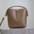 SAINT LAURENT LE 37 MINI BUCKET BAG 15 IN BROWN CALFSKIN GOLD HARDWARE