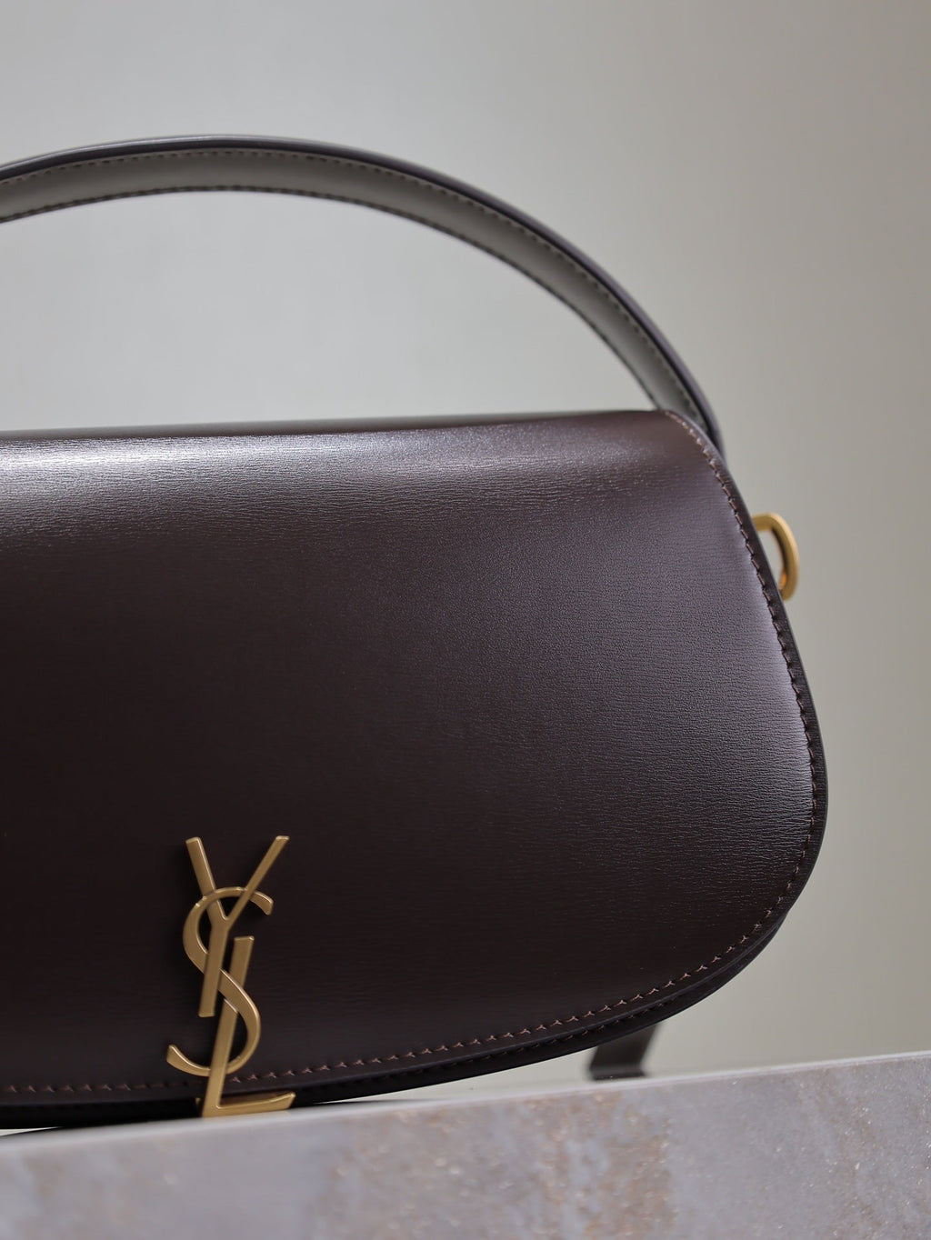 SAINT LAURENT VOLTAIRE 24 IN BRUNETTE BROWN CALFSKIN