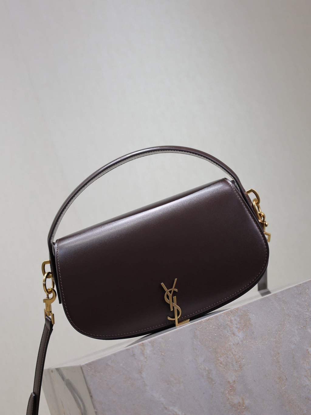 SAINT LAURENT VOLTAIRE 24 IN BRUNETTE BROWN CALFSKIN