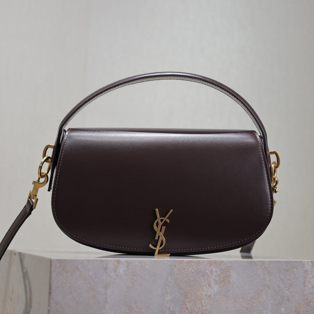 SAINT LAURENT VOLTAIRE 24 IN BRUNETTE BROWN CALFSKIN