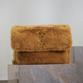 SAINT LAURENT NIKI 47 IN CINNAMON BROWN RABBIT FUR GOLD HARDWARE