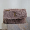 SAINT LAURENT NIKI 47 IN LIGHT PURPLE RABBIT FUR GOLD HARDWARE