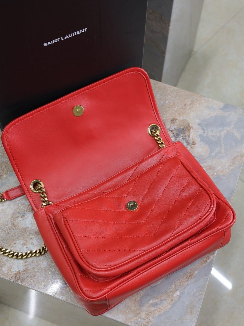 SAINT LAURENT NIKI MEDIUM 28 IN CLASSIC RED LAMBSKIN GOLD HARDWARE