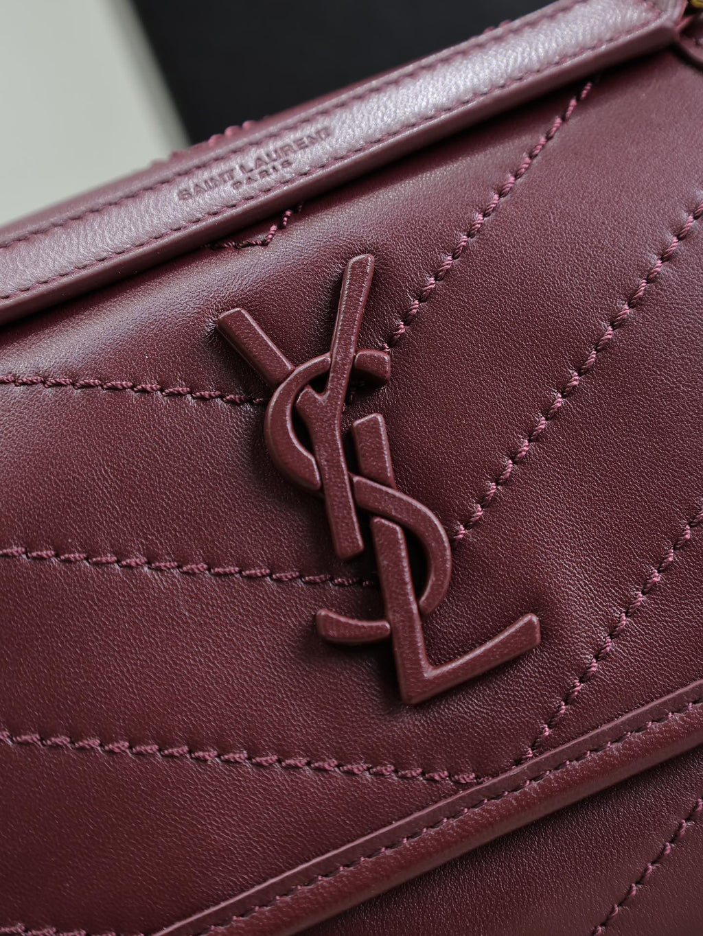 SAINT LAURENT NIKI BABY 22 IN WINE RED LAMBSKIN GOLD CHAIN
