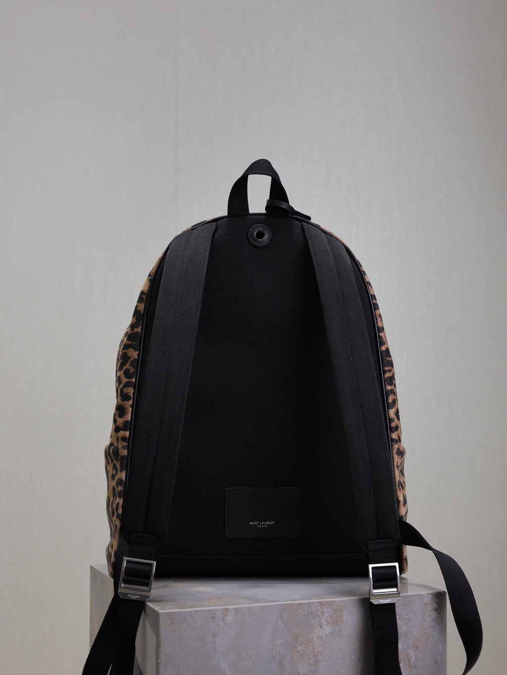 SAINT LAURENT CITY BACKPACK 38 IN LEOPARD PRINT VELVET