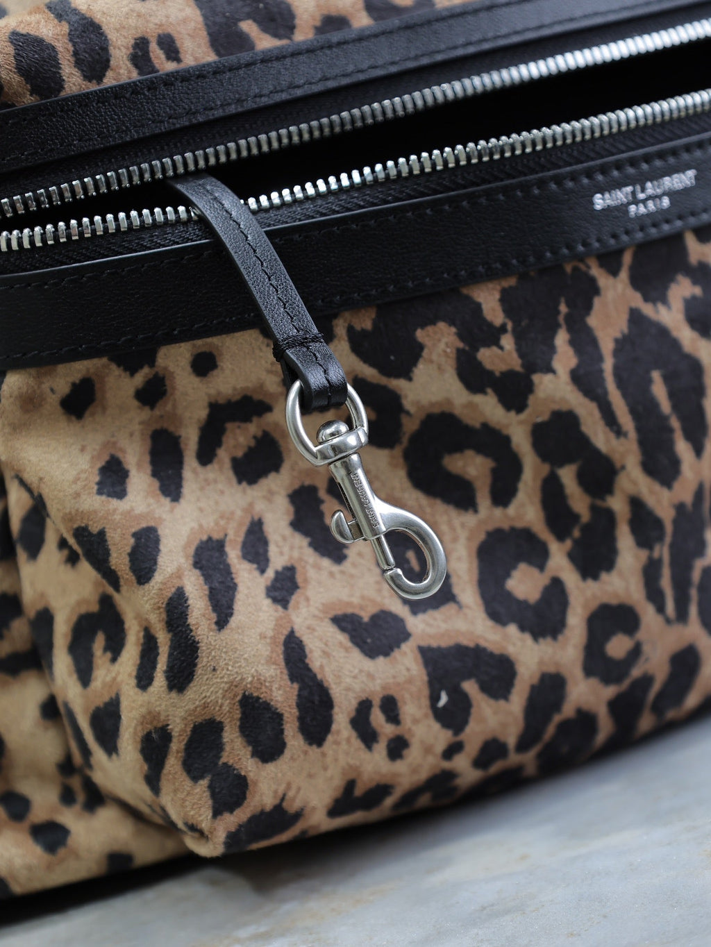 SAINT LAURENT CITY BACKPACK 38 IN LEOPARD PRINT VELVET