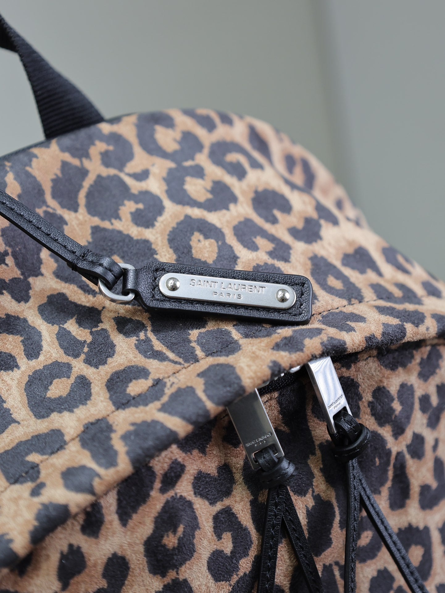 SAINT LAURENT CITY BACKPACK 38 IN LEOPARD PRINT VELVET