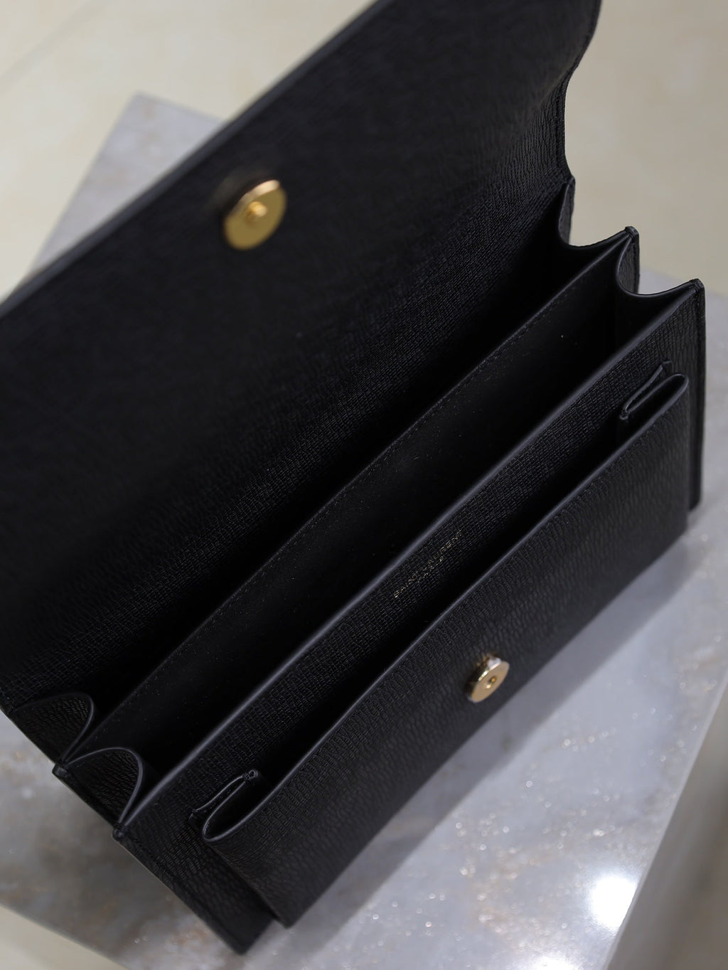 SAINT LAURENT YSL 25S SUNSET MEDIUM 22 IN BLACK GRAINED CALFSKIN GOLD HARDWRE