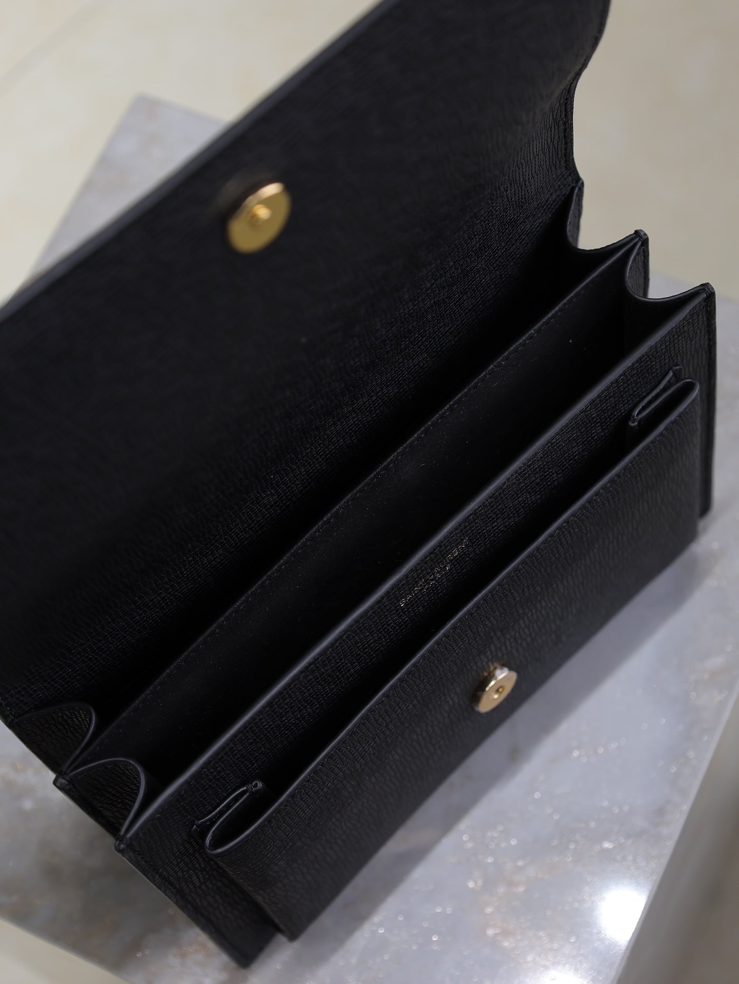 SAINT LAURENT YSL 25S SUNSET MEDIUM 22 IN BLACK GRAINED CALFSKIN GOLD HARDWRE