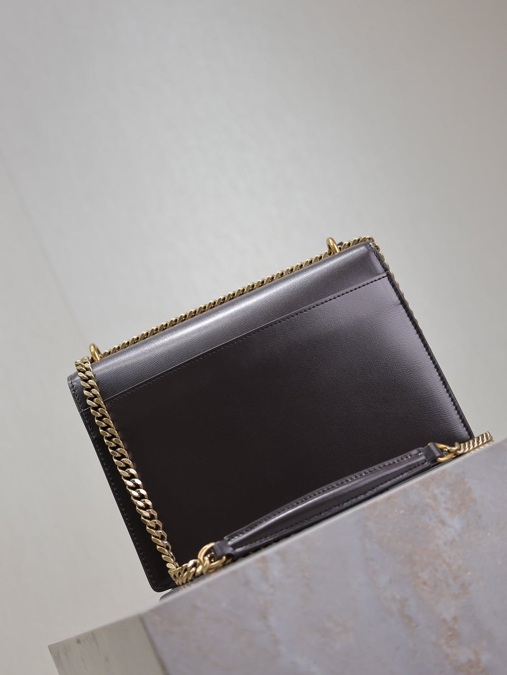 SAINT LAURENT YSL 25S SUNSET BAG 22 IN DARK PURPLE CALFSKIN GOLD HARDWRE