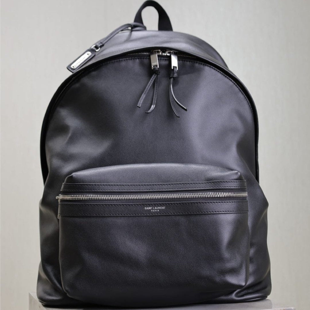 SAINT LAURENT CITY BACKPACK 38 IN BLACK CALFSKIN