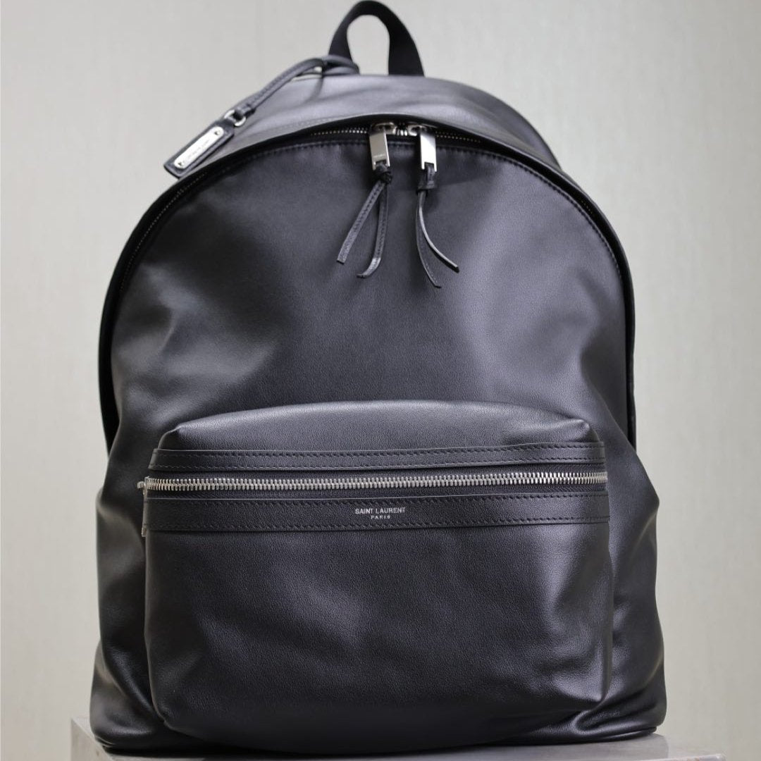 SAINT LAURENT CITY BACKPACK 38 IN BLACK CALFSKIN