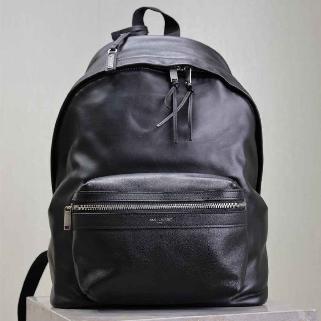 SAINT LAURENT CITY BACKPACK 35 IN BLACK CALFSKIN