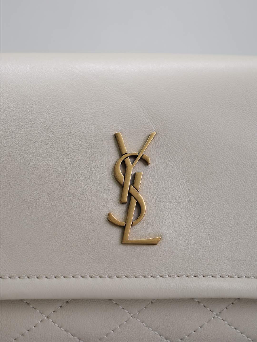 SAINT LAURENT MINI NOLITA BAG 18 IN WHITE LAMBSKIN COPPER HARDWARE
