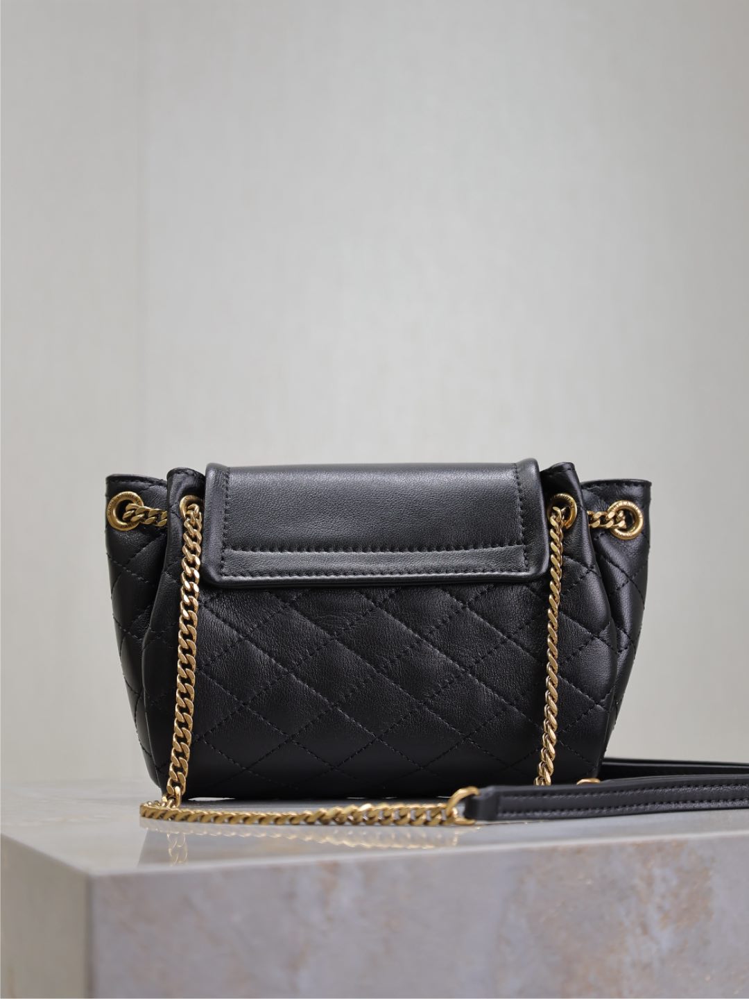 SAINT LAURENT MINI NOLITA BAG 18 IN BLACK LAMBSKIN COPPER HARDWARE