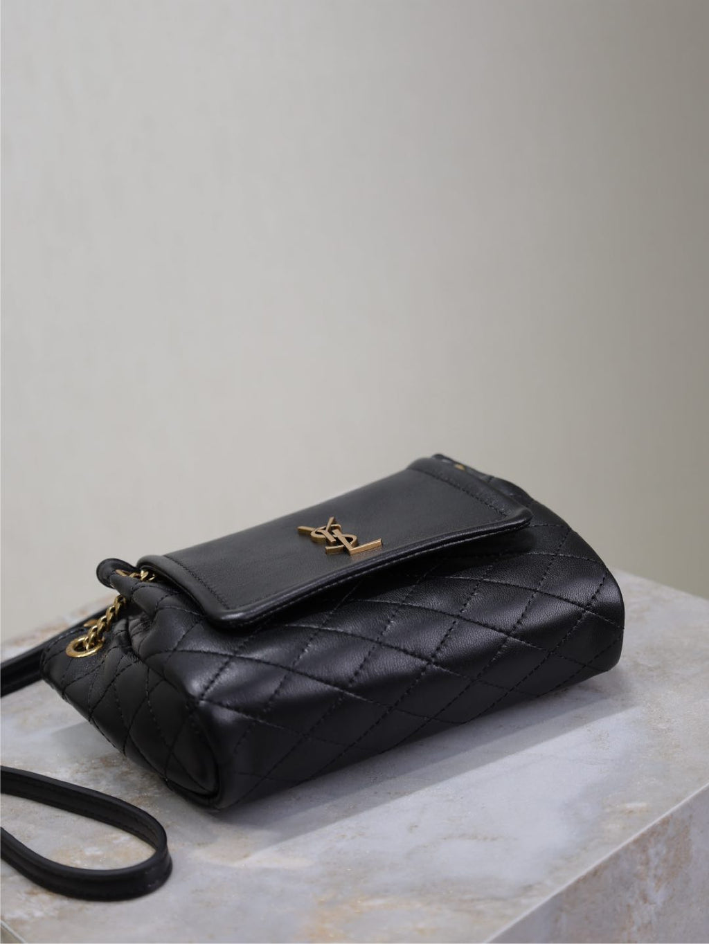 SAINT LAURENT MINI NOLITA BAG 18 IN BLACK LAMBSKIN COPPER HARDWARE