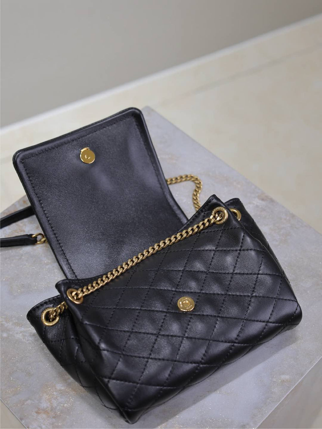 SAINT LAURENT MINI NOLITA BAG 18 IN BLACK LAMBSKIN COPPER HARDWARE
