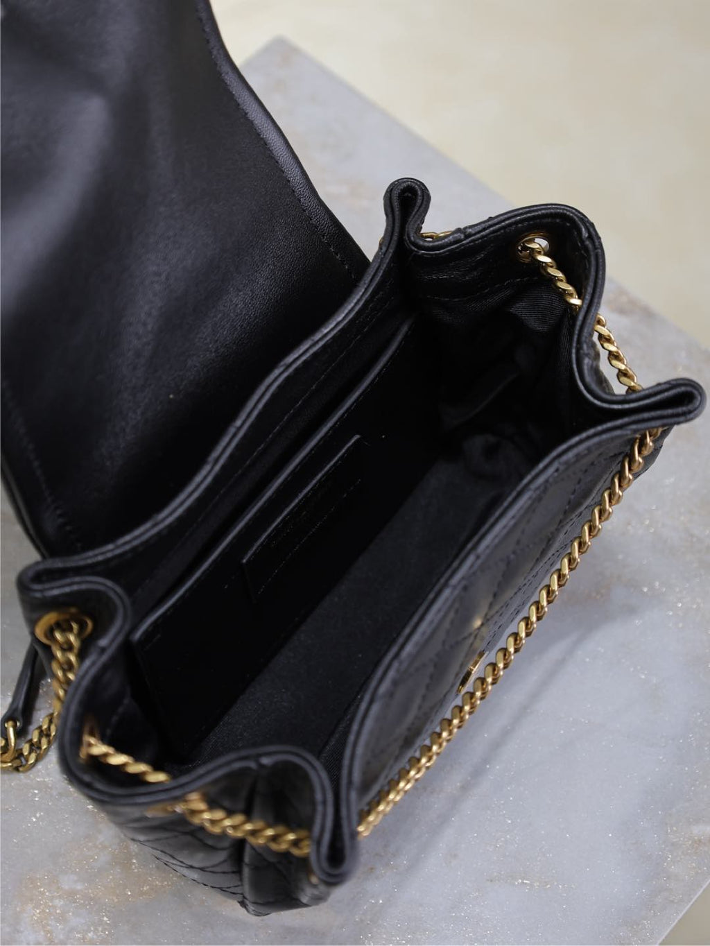 SAINT LAURENT MINI NOLITA BAG 18 IN BLACK LAMBSKIN COPPER HARDWARE